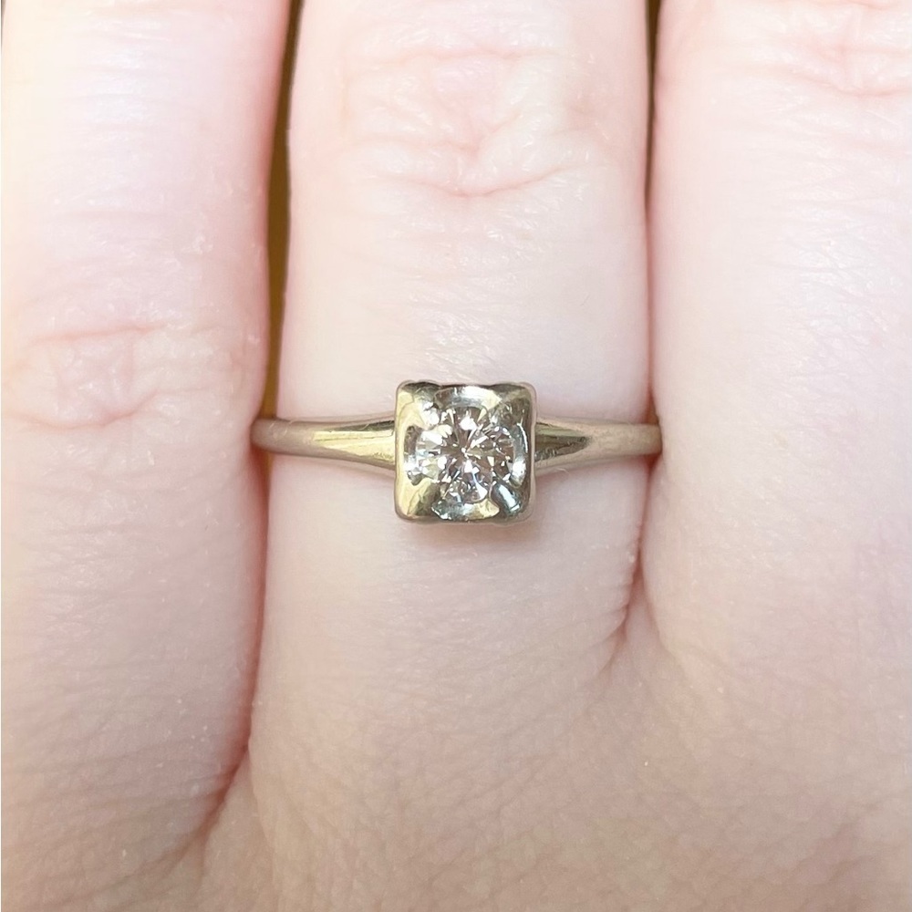 14K Vintage quarter carat round Diamond white gold Artcarved engagement ring - Picture 4 of 13